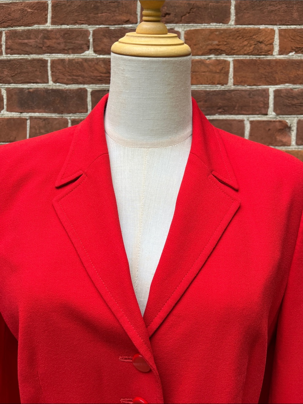 Escada Vibrant Red Notched-Collar Button Front Blazer - Picture 3 of 7